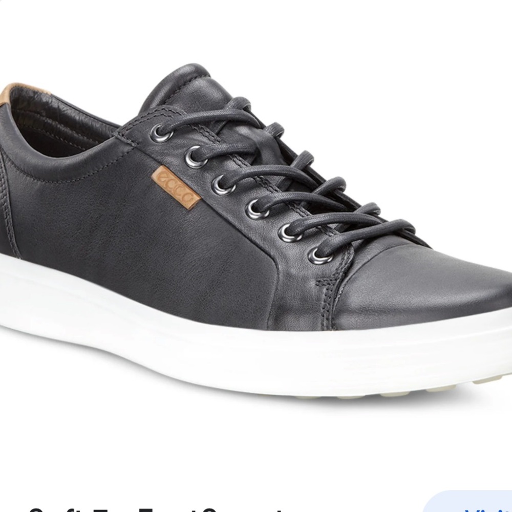 ECCO soft black leather w/ white sole lace up sneaker size 39 NWOT